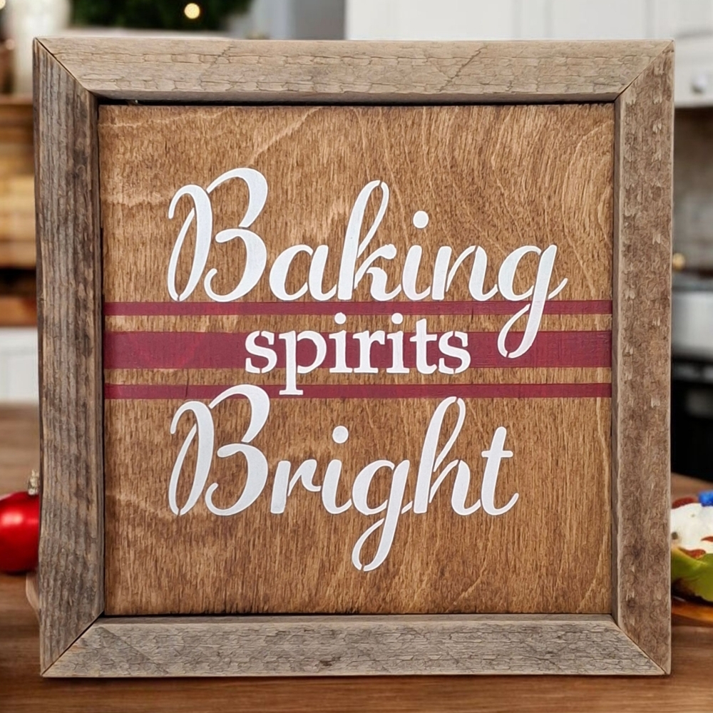 Baking Spirits Bright Painted Wood Gingerbread Sign Christmas Shelf Leaner